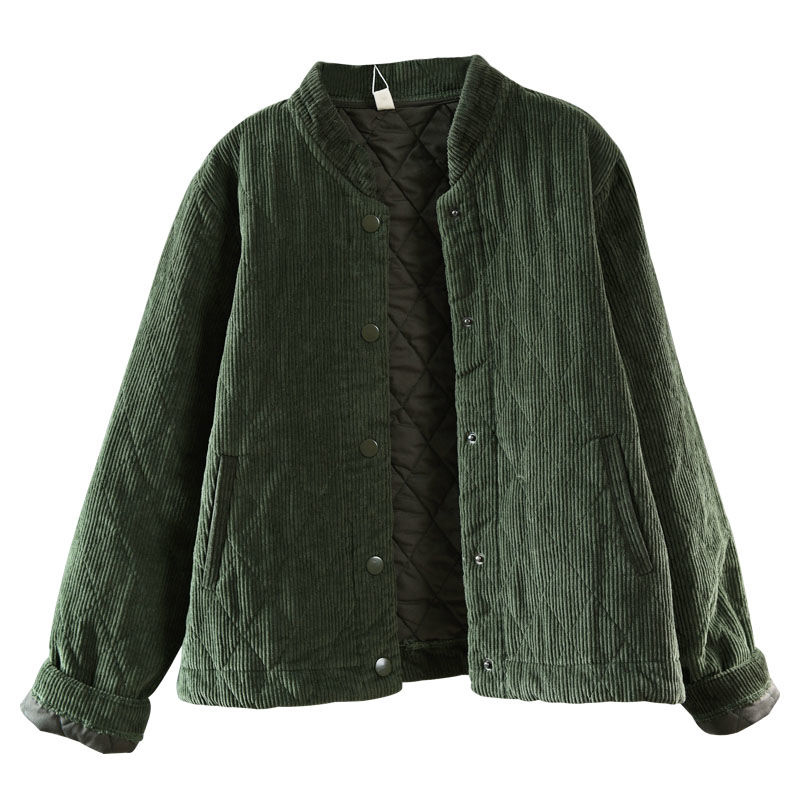 Autumn Arts Style Women long Sleeve Cotton Corduroy Short Coat All-matched Casual Loose Quilted Thick Jackets Top Quality S564 201126