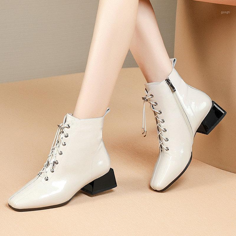 Women med Heels Ankle Boots Genuine Leather Corss-tied Female Basic Boots Square Toe Party Wedding Shoes Woman size 41 421, Beige
Women med Heels Ankle Boots Genuine Leather Corss-tied Female Basic Boots Square Toe Party Wedding Shoes Woman size 41 421, Beige