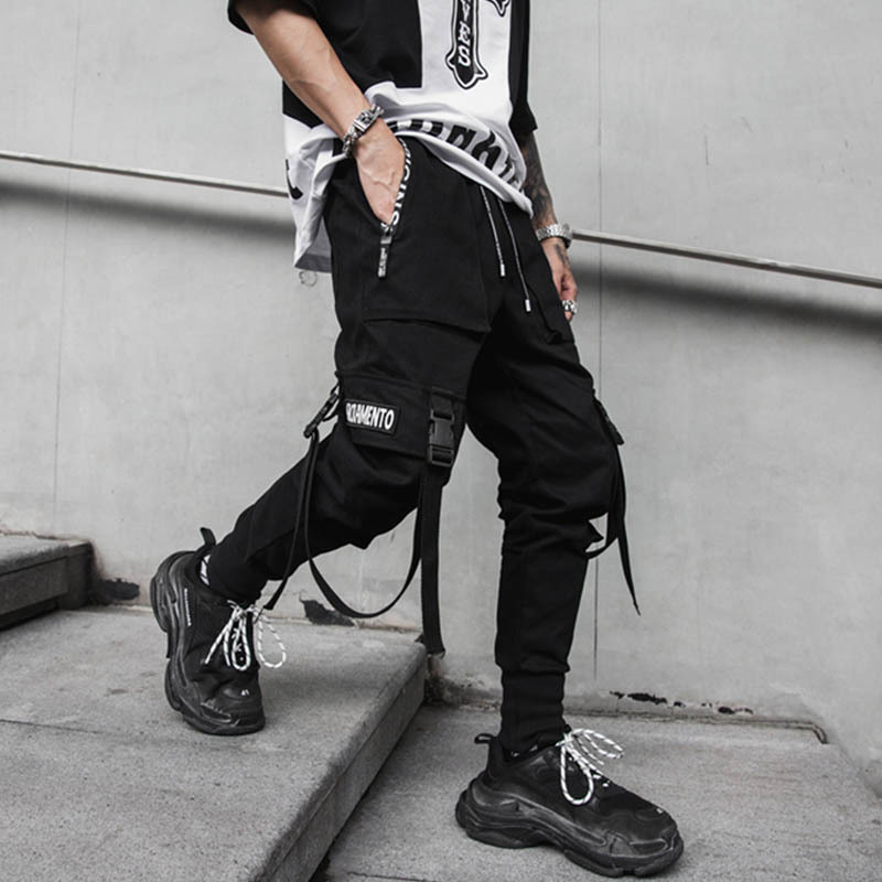 April MOMO Men New Spring Hip Hop Pants Club Singer Stage Costume Trousers Ribbons Streetwear Joggers Sweatpants Hombre 201118