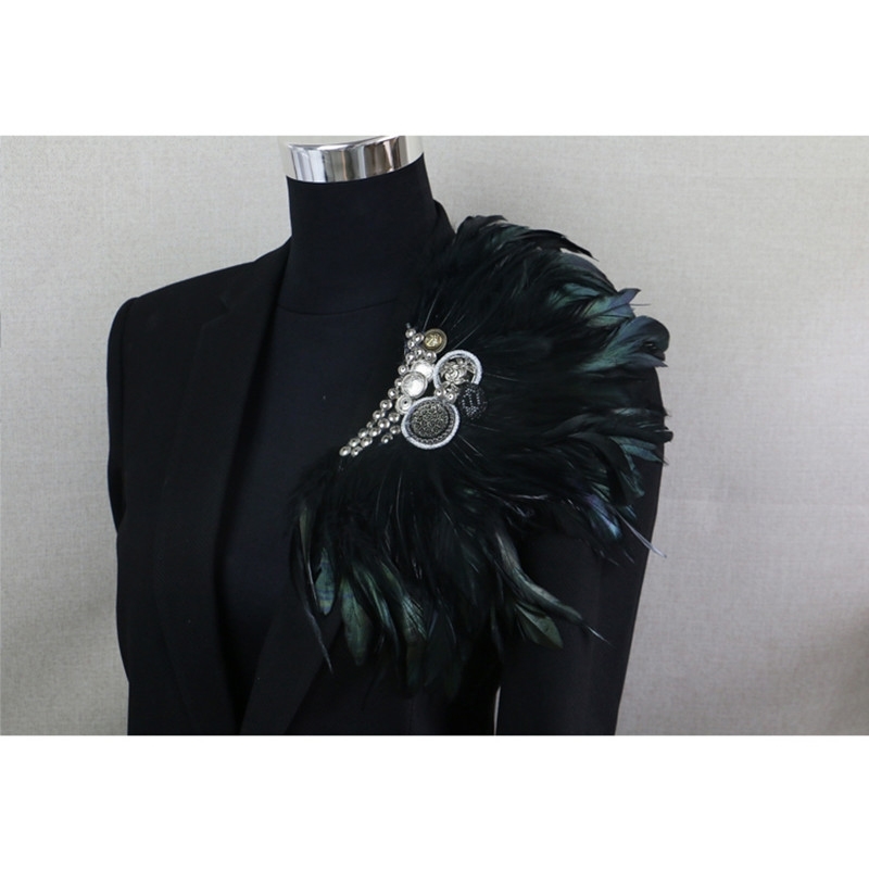 Boutonniere Clips Collar Brooch Pin Wedding Bussiness Suits Banquet Brooch Black Feather Anchor Flower Corsage Party Bar Singer LJ201007