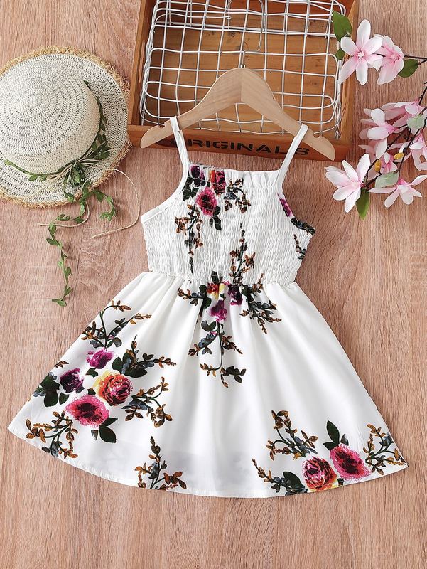 Toddler Girls Floral Shirred Cami Dress SHE R250424
