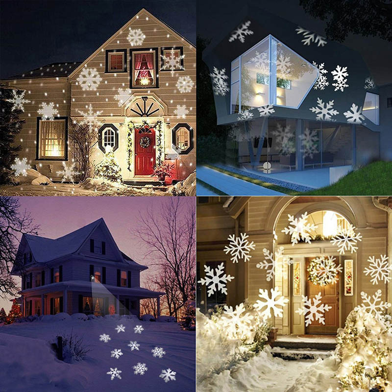 Garden Landscape Lamp Moving Snowflake Light Projector Solar Powered LED Laser Projector Light Waterproof Christmas Stage Lights Outdoor