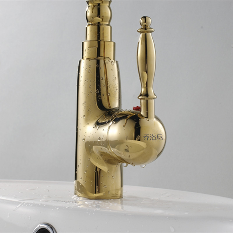 Wholesale- Auswind Antique Brass Gold Faucet Kitchen Swivel Faucets Bathroom Faucet Sink Basin Mixer Tap