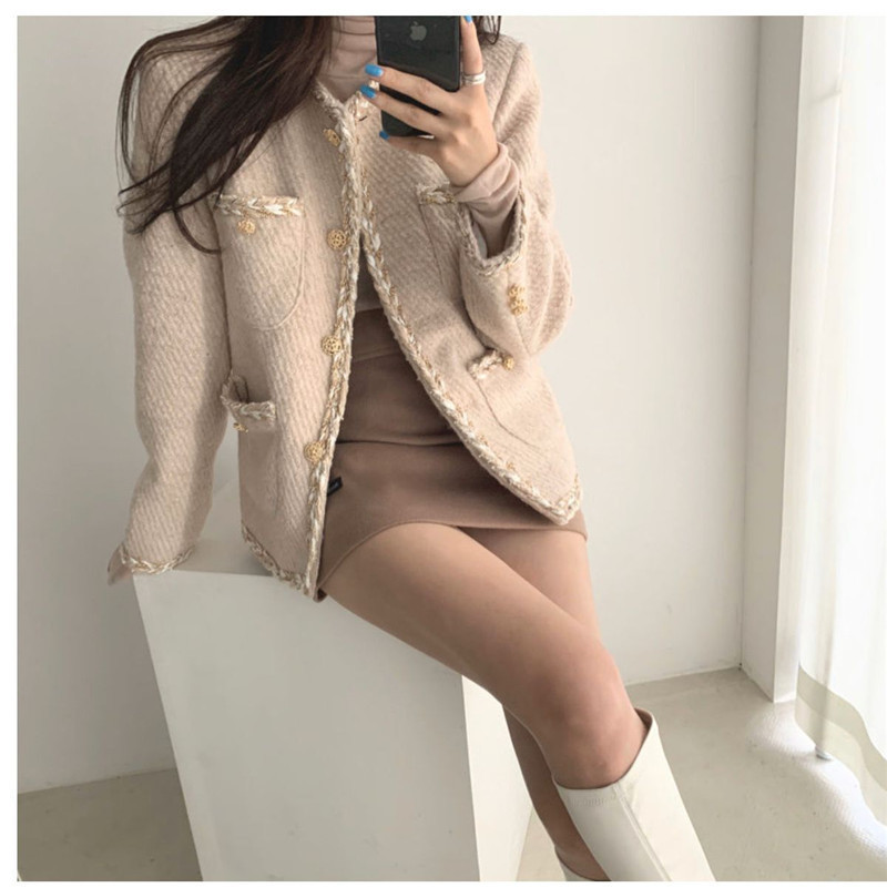 Women Fashion Outfits Two Pieces Skirt Sets Spring Elegant Tweed Jackets&Sheath Mini Dress Suits Korean Chic 2pc Dress Sets T200325