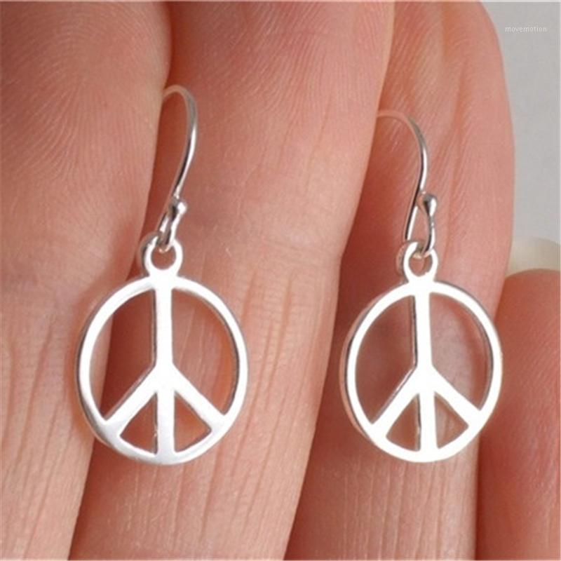 Antique Silver Color Peace Sign Earrings, Peace Symbol Charms1