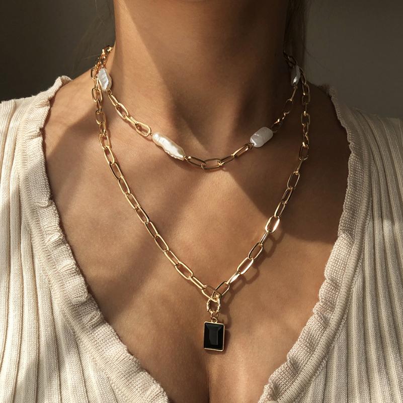 Gothic Gold Color Chains Necklacer for Women Black Geometric Crystal Pedant Choker Irregular Pearl Bohemia Necklace Jewelry 2020
Gothic Gold Color Chains Necklacer for Women Black Geometric Crystal Pedant Choker Irregular Pearl Bohemia Necklace Jewelry 2020