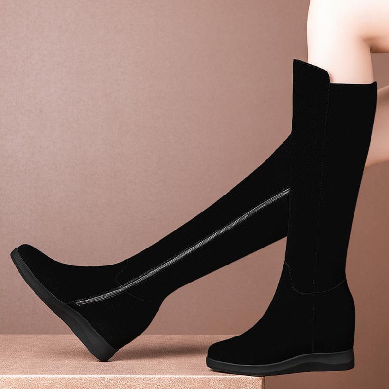 Women's genuine suede leather wedge platform winter knee high boots round toe high heel comfortable black long boots shoes women1
Women's genuine suede leather wedge platform winter knee high boots round toe high heel comfortable black long boots shoes women1