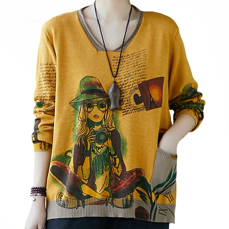 Autumn New European Style Streetwear Womens Knitted or Crocheted Ladies Printed Vintage Blouses Pullovers Chandail Wdc1, Brown
Autumn New European Style Streetwear Womens Knitted or Crocheted Ladies Printed Vintage Blouses Pullovers Chandail Wdc1, Brown