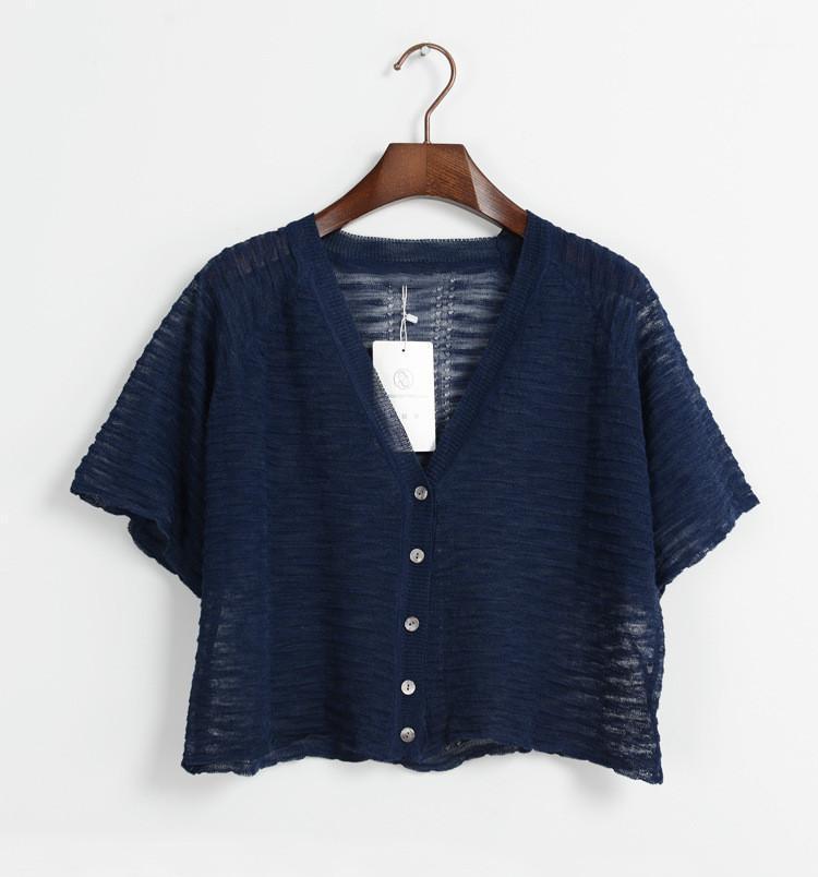 Women's Blouses & Shirts Linen Kniited Women Open Stitch Short Sleeve Sun-Proof Clothing Thin Summer1, Black
Women's Blouses & Shirts Linen Kniited Women Open Stitch Short Sleeve Sun-Proof Clothing Thin Summer1, Black