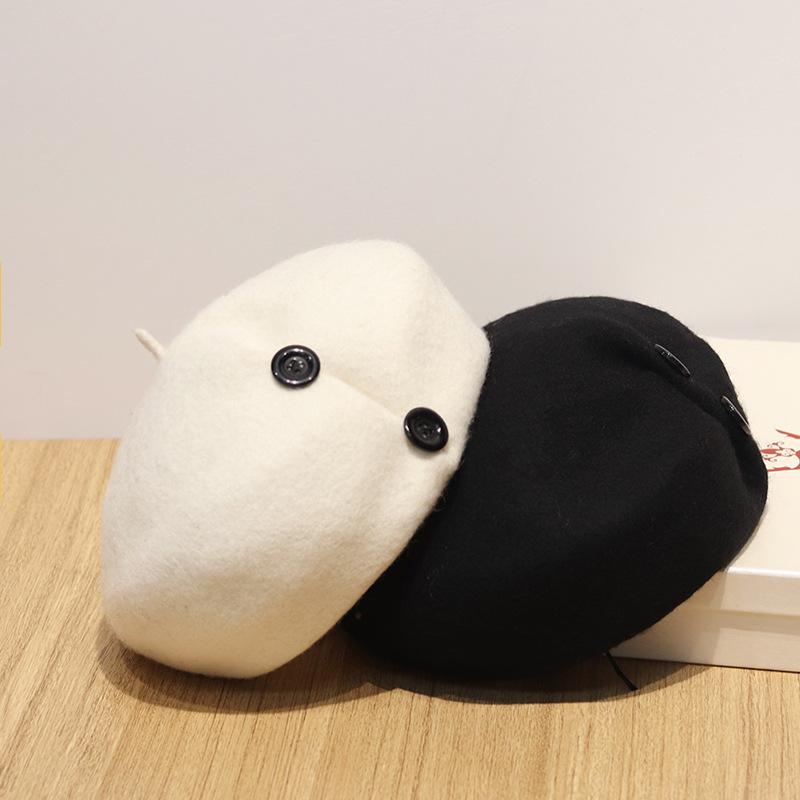 Autumn Winter Wool Beret Three-dimensional Button Versatile Solid Color Warm Vintage Korean Version Elegant Painter Hat Beret, White
Autumn Winter Wool Beret Three-dimensional Button Versatile Solid Color Warm Vintage Korean Version Elegant Painter Hat Beret, White