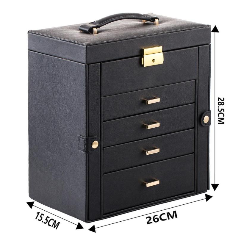 Synthetic Leather Huge Jewelry Box Mirrored Watch Organizer Necklace Ring Earring Storage Lockable Gift Case Black, 27866558
Synthetic Leather Huge Jewelry Box Mirrored Watch Organizer Necklace Ring Earring Storage Lockable Gift Case Black, 27866558