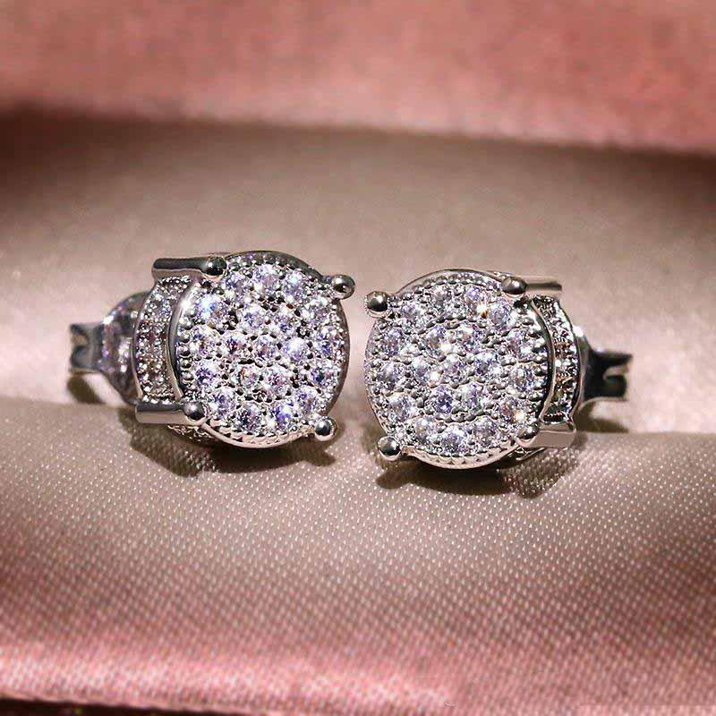 Unisex Men Women Never fade stud High Quality girls earings Studs Yellow White Gold Plated Sparkling CZ Simulated Diamond