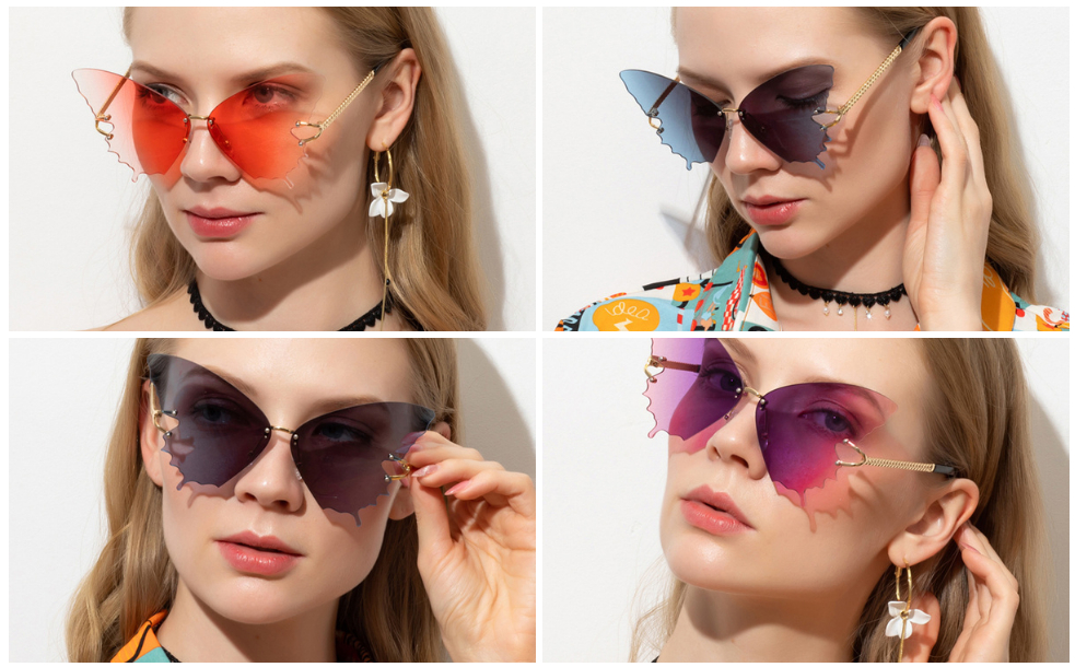 Fashion Butterfly Rimless Sunglasses for Women Vintage Metal Frame Eyewear UV Protectionstreet shooting sunglasse, White;black
Fashion Butterfly Rimless Sunglasses for Women Vintage Metal Frame Eyewear UV Protectionstreet shooting sunglasse, White;black