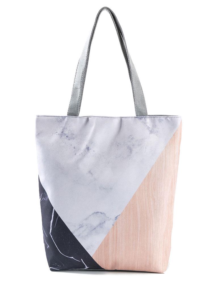 

Miyahouse Geometry Printed Handbag Panelled Women Shoulder Bag Large Capacity Daily Use Female Shopping Bag Lady Portable, Marbling women tote