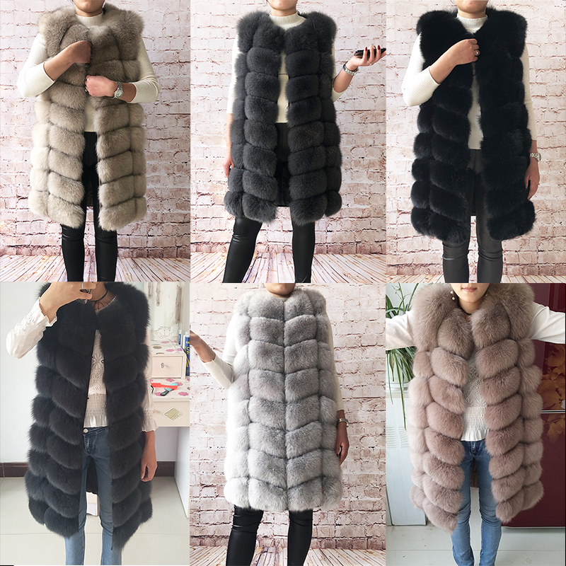 100% Fox Vest Women's pretty Warm Coat. Natural Coat Jacket Real Fur Coats 201103