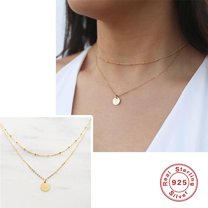 Other GS 925 Sterling Silver Gold Round Pendant Chain Choker For Women Double Necklace Simple Fashion Luxury Fine Jewelry
Other GS 925 Sterling Silver Gold Round Pendant Chain Choker For Women Double Necklace Simple Fashion Luxury Fine Jewelry