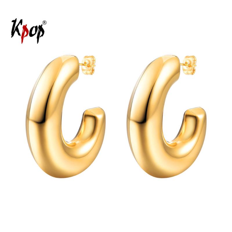 Kpop Half Hoop Earrings Punk Jewelry Stainless Steel Gold Color Round Circle Thick Tube Hoop Earrings for Women Size 40mm GE3358
Kpop Half Hoop Earrings Punk Jewelry Stainless Steel Gold Color Round Circle Thick Tube Hoop Earrings for Women Size 40mm GE3358