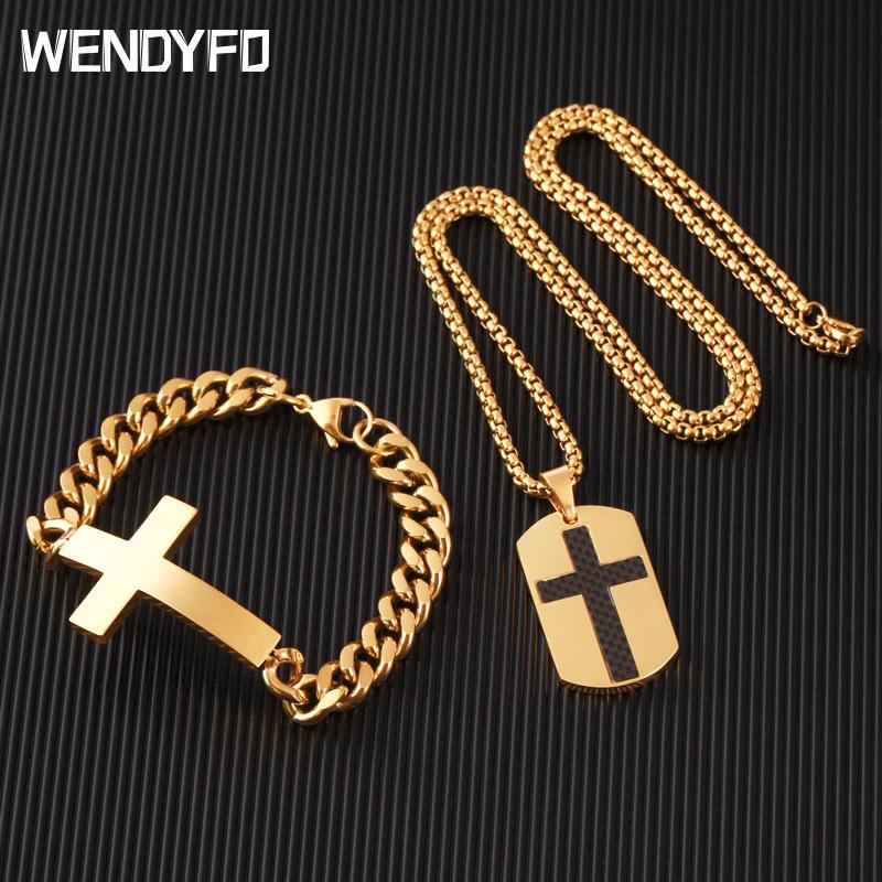 New Fashion Stainless Steel Dog Tag Cross Necklace Pendant For Men Gold Color Hip Hop Crucifix Necklace Religious Male Jewelry
New Fashion Stainless Steel Dog Tag Cross Necklace Pendant For Men Gold Color Hip Hop Crucifix Necklace Religious Male Jewelry