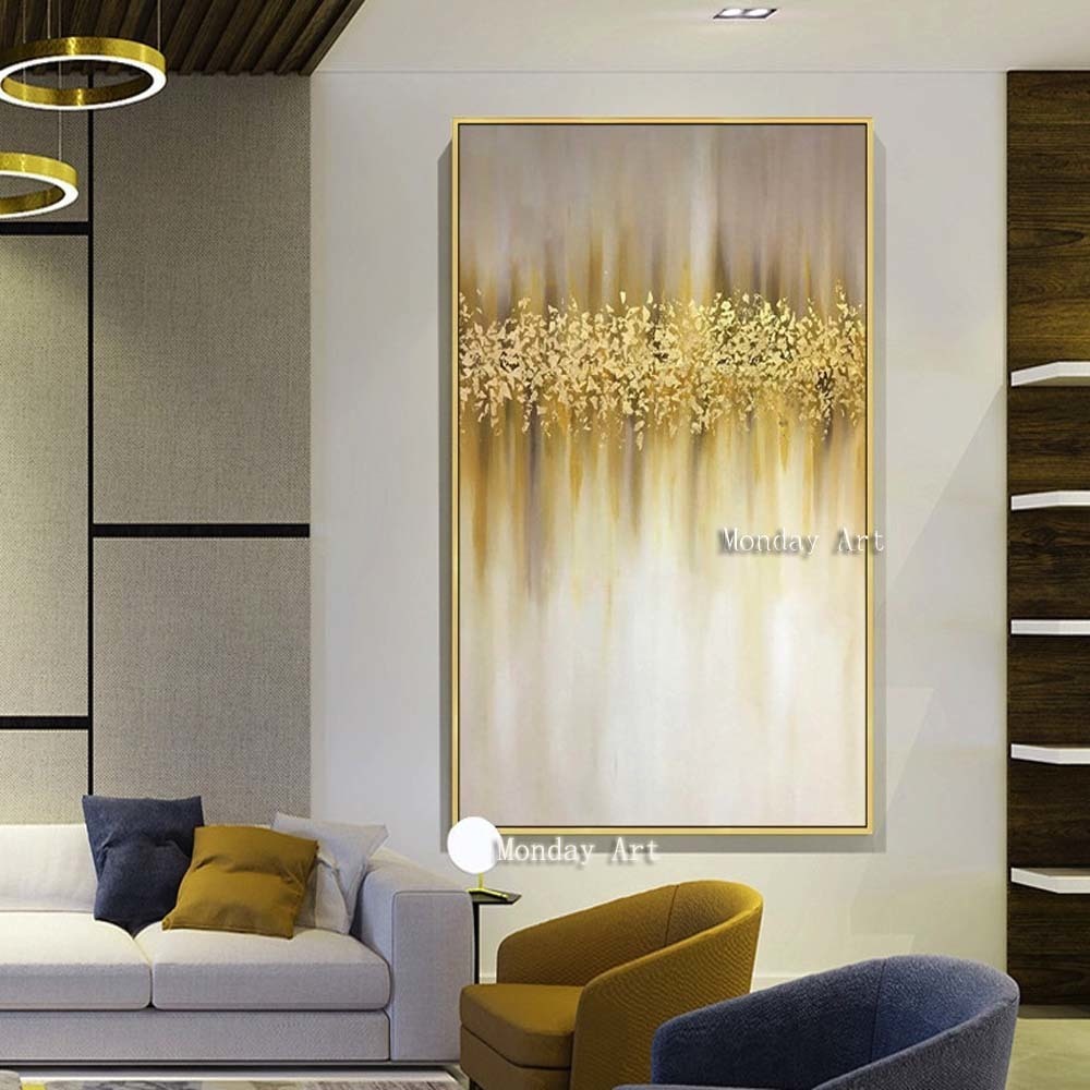 Hand painted Modern Abstract canvas Oil Paintings Abstract gold Oil Painting picture Living Room home Decoration wall paintings LJ201128
