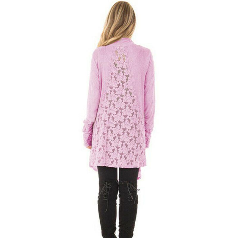 Women Irregular Lace Floral Top Casual Long sleeve Shawl Jacket Coat Outwear Cardigan female clothes Fall Spring Plus size L-5XL1