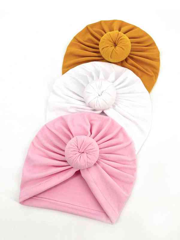 3pcs Baby Solid Ruched Hat SHE