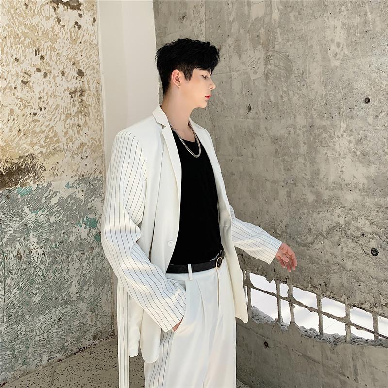 Autumn 2PCS Men Suits Sets (jacket+pants) Male Streetwear Hip Hop Stripe Splice Belt Business Casual Blazer Coat Suit Trousers, Tf02
Autumn 2PCS Men Suits Sets (jacket+pants) Male Streetwear Hip Hop Stripe Splice Belt Business Casual Blazer Coat Suit Trousers, Tf02