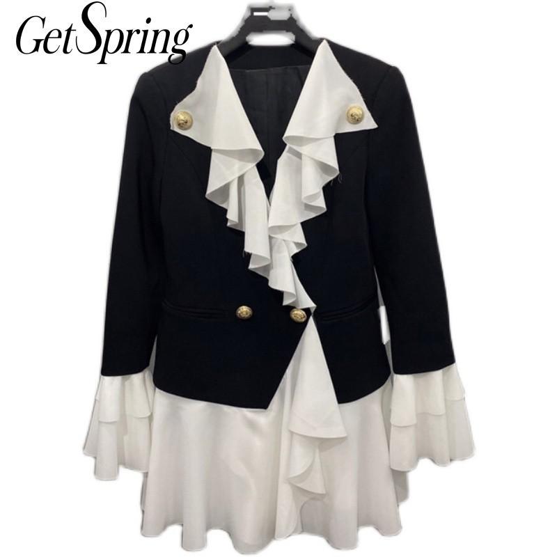 Getspring Women Blazer Ruffle Patchwork Color Matching Women Blazers Jackets Fake Two Vintage Long Woman Blazer Coat 2020, Black
Getspring Women Blazer Ruffle Patchwork Color Matching Women Blazers Jackets Fake Two Vintage Long Woman Blazer Coat 2020, Black