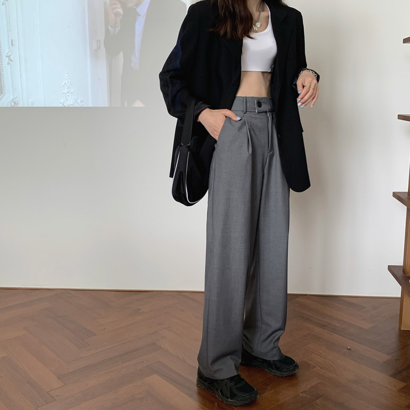 DEAT high waist full length pants wide legs kahki color pocket BF Styles cacual trousers female 7A03204L 201228