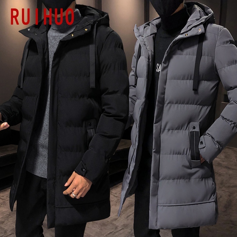 RUIHUO Long Winter Jacket Men Parkas Winter Coat Men Jacket Hip Hop Casual Men Winter Jacket Coat Hooded Warm M-4XL 201214