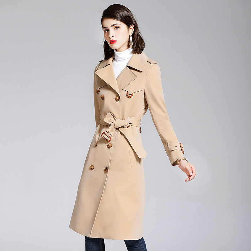 NAQIT Women's Clothing Trench women's midlength office jacket 2020 spring and autumn doublebreasted khaki windbreaker jacket T200805