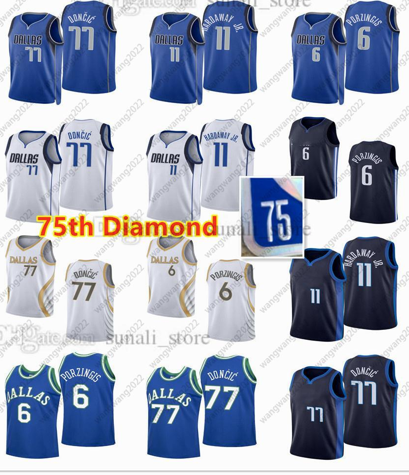 75th Anniversary Diamond Basketball Jerseys 2021/22 Luka Doncic 77 Tim Hardaway Jr. 11 Kristaps Porzingis 6 Men Women Kids Youth fdf, Blue 
75th Anniversary Diamond Basketball Jerseys 2021/22 Luka Doncic 77 Tim Hardaway Jr. 11 Kristaps Porzingis 6 Men Women Kids Youth fdf, Blue