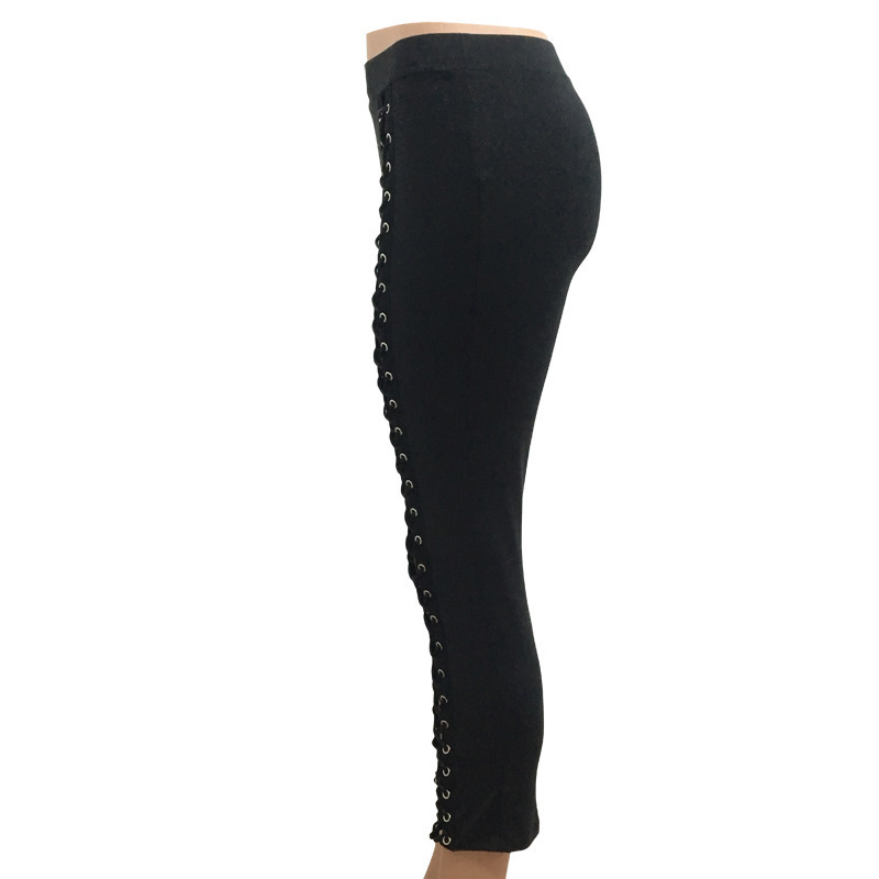 Rosetic Gothic Leggings Pants Bandage Women Spring Black Slim Lace-Up Streetwear Skinny Fashion Sexy Casual Harajuku Goth Pants 201202