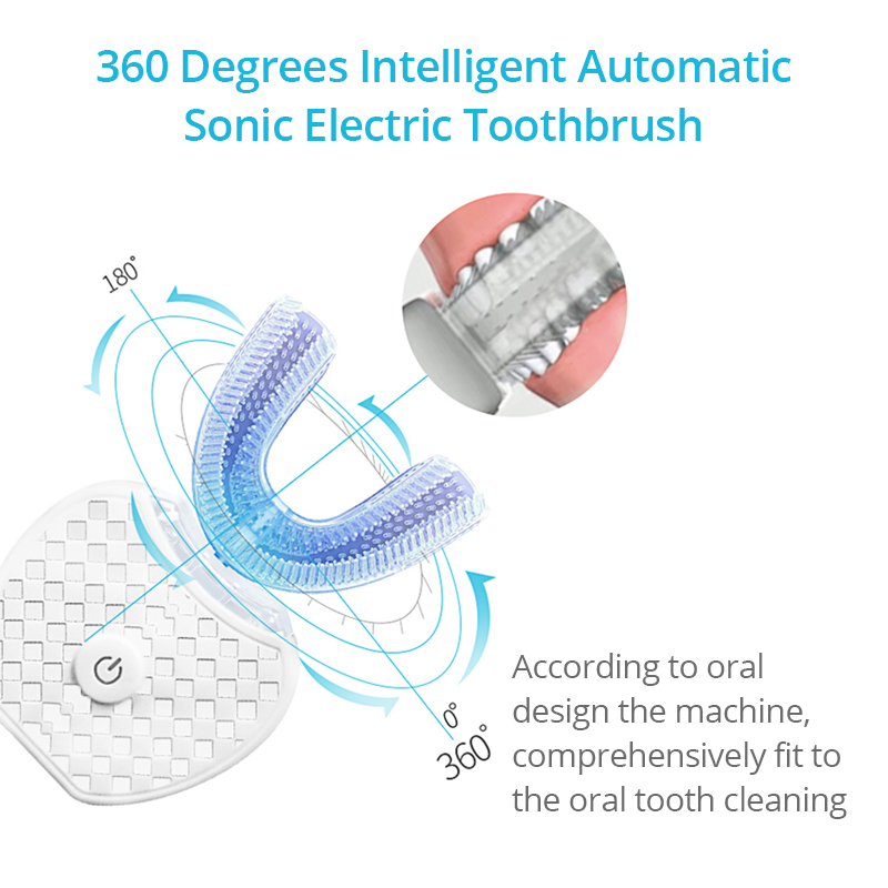 360 Degree Sonic Electric Toothbrush New Upgrade Generation Blue Light Intelligent Memory Tooth Brush Inductive Charging U Type 201113