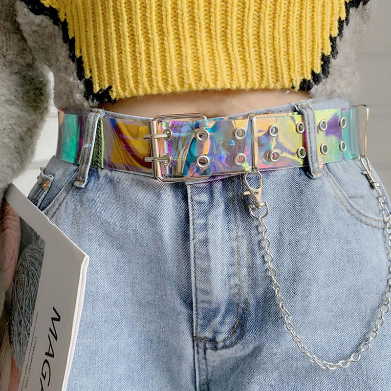 Women Belts PVC Laser Colorful Punk 100cm Long With Chain Rivet For Jeans Trouser Female Casual Ladies Transparent Waistband, Black
Women Belts PVC Laser Colorful Punk 100cm Long With Chain Rivet For Jeans Trouser Female Casual Ladies Transparent Waistband, Black