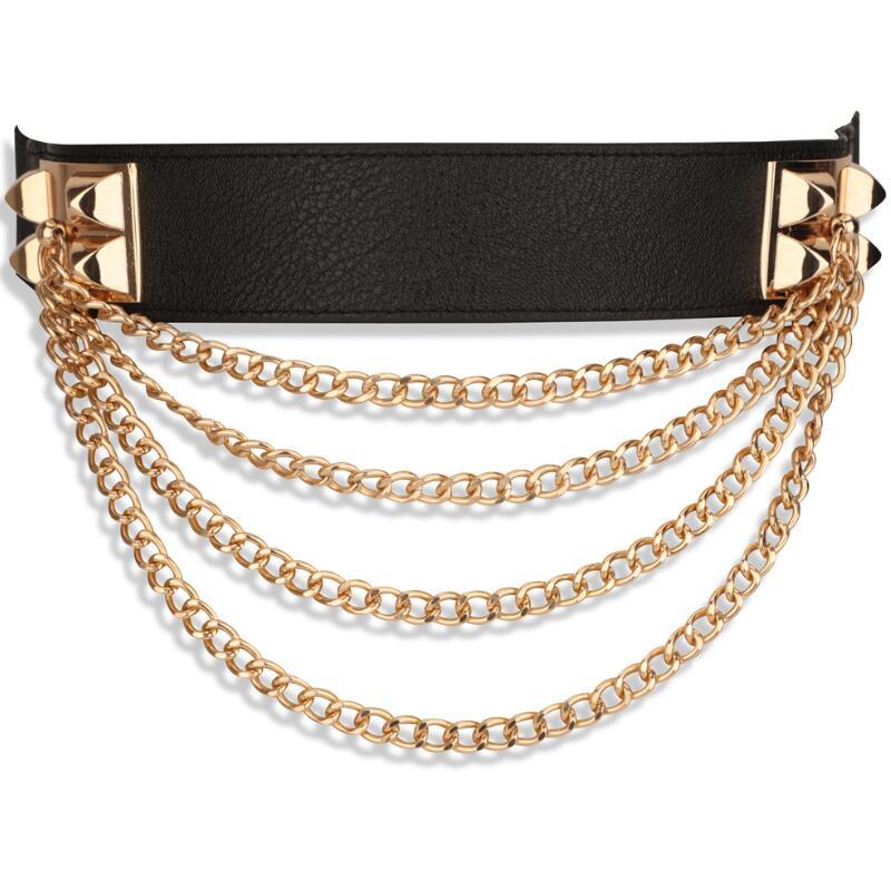 Fashion Elastic Waist Belt Leather Belt with Metal Chain Waist Strap Jeans Trousers Casual Ladies Designer Waistband, Black
Fashion Elastic Waist Belt Leather Belt with Metal Chain Waist Strap Jeans Trousers Casual Ladies Designer Waistband, Black