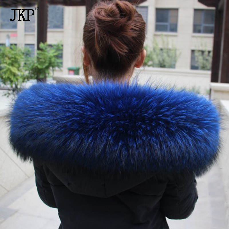 80cm Women 100% Natural Raccoon Fur Collar Real Fur Scarf Winter Warm Shawl Fur Collar Scarves Oversized Neck Cap Y201007