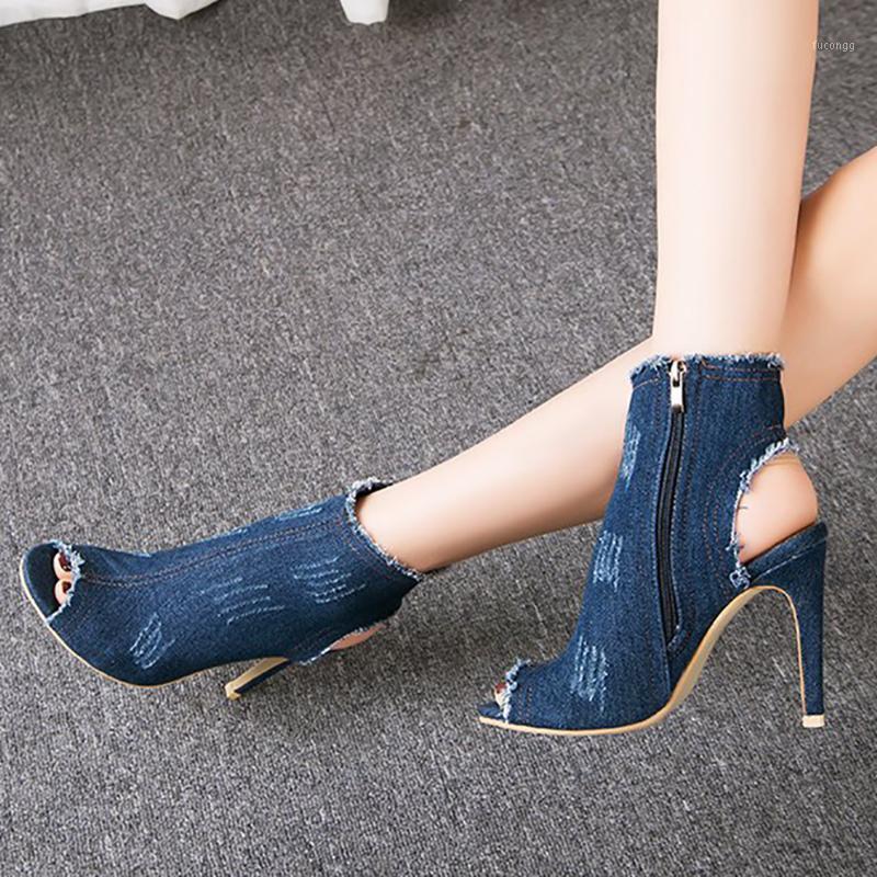 Fashion Denim Ankle Boots Women Summer Shoes 10cm High Heels Peep Toe Backless Boots Casual Thin Heels Zipper Ladies Shoes1, Light blue 10cm heel
Fashion Denim Ankle Boots Women Summer Shoes 10cm High Heels Peep Toe Backless Boots Casual Thin Heels Zipper Ladies Shoes1, Light blue 10cm heel