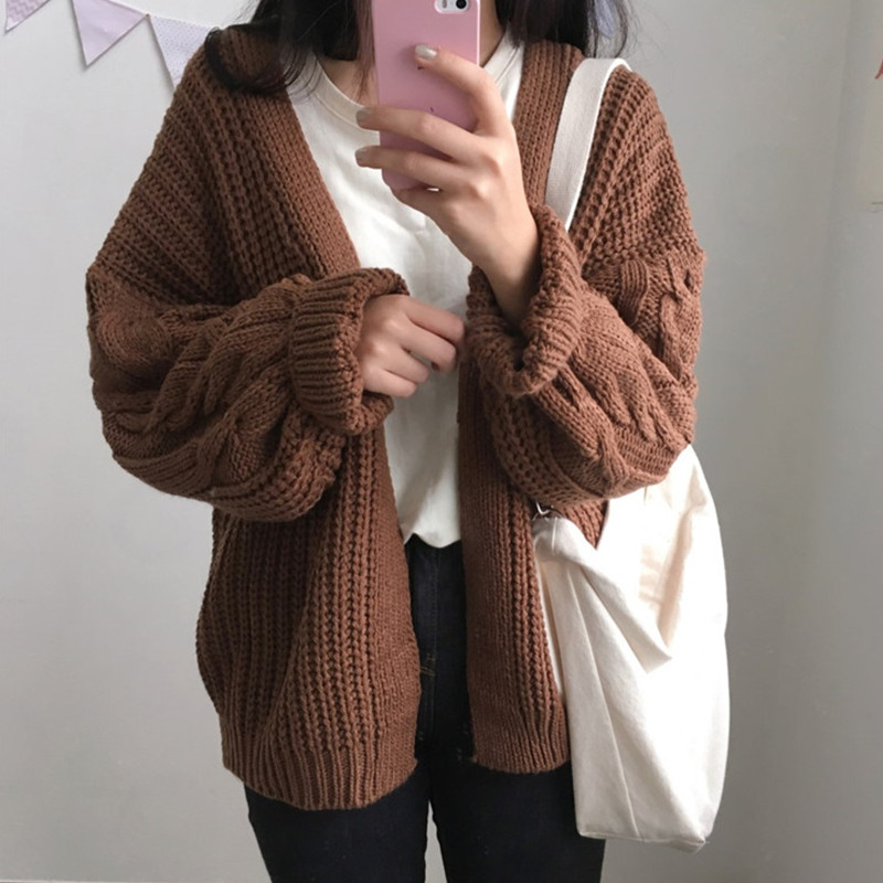 Flectit Women Cable-Knit Cardigans Korean Fashion Open Front Cardigan Sweater Womens Winter Outfit * 201128