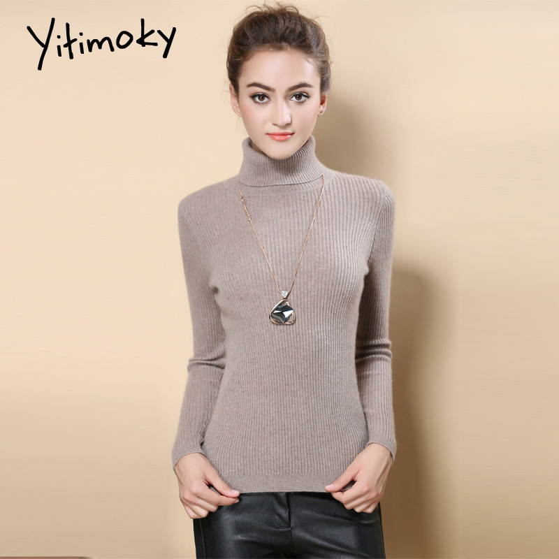 Women sweaters and pullovers Acrylic Turtleneck knitted winter clothes Korean sweater long sleeve Casual Solid striped shirt 201119