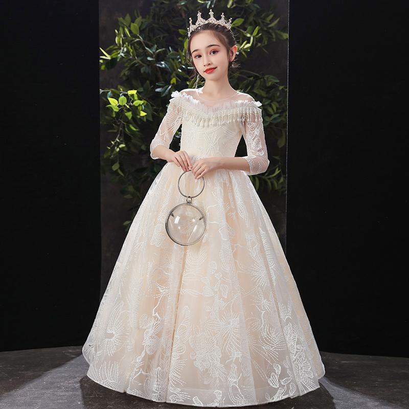 Girl's Dresses Champagne Lace Flower Girl For Wedding Elegant O-Neck Floor-Length Long Kids Prom Gowns With Sleeves, Red;yellow
Girl's Dresses Champagne Lace Flower Girl For Wedding Elegant O-Neck Floor-Length Long Kids Prom Gowns With Sleeves, Red;yellow