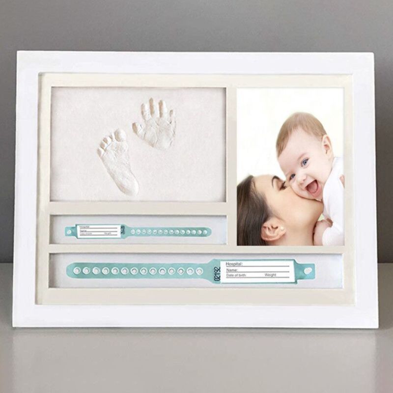 One Year Old Baby Infants Gifts Newborn Hand and Foot Prints Print Mud Photo Frame Commemorative Table Decoration Frames 201211 H260306