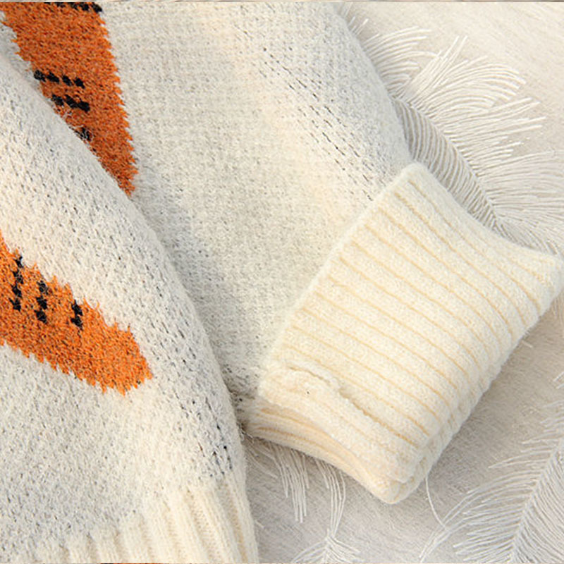 New Autumn winter women Carrot printed sweaters warm pullover long sleeve loose Vintage Sweater Lady sweaters Harajuku 201222