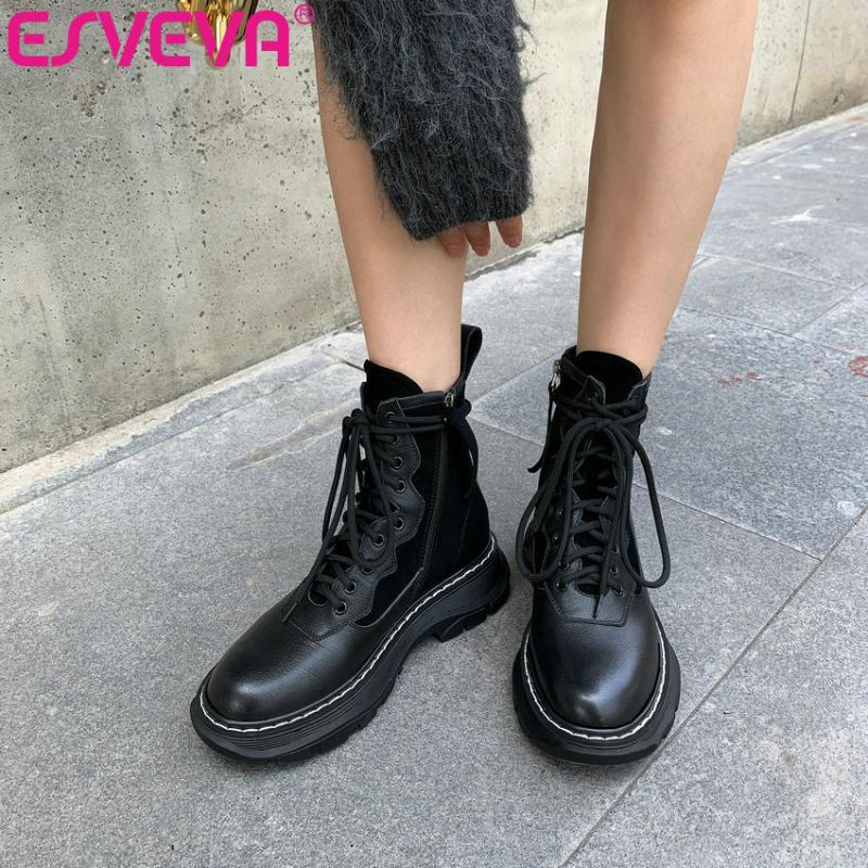 ESVEVA 2021 Lace Up PU Leather Elegant Classic Square Med Heel Ankle Boots Platform Women Boots Lace Up Big Size 34-39, Black short plush
ESVEVA 2021 Lace Up PU Leather Elegant Classic Square Med Heel Ankle Boots Platform Women Boots Lace Up Big Size 34-39, Black short plush