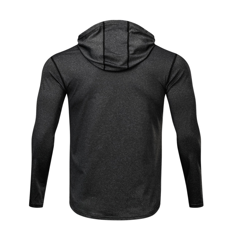 Men's Running T Shirt Long Sleeve Hooded Gym Fitness Hoodie Shirts Jogging Slim Dry Fit Breathable Crossfit Sport Sportswear 201004
