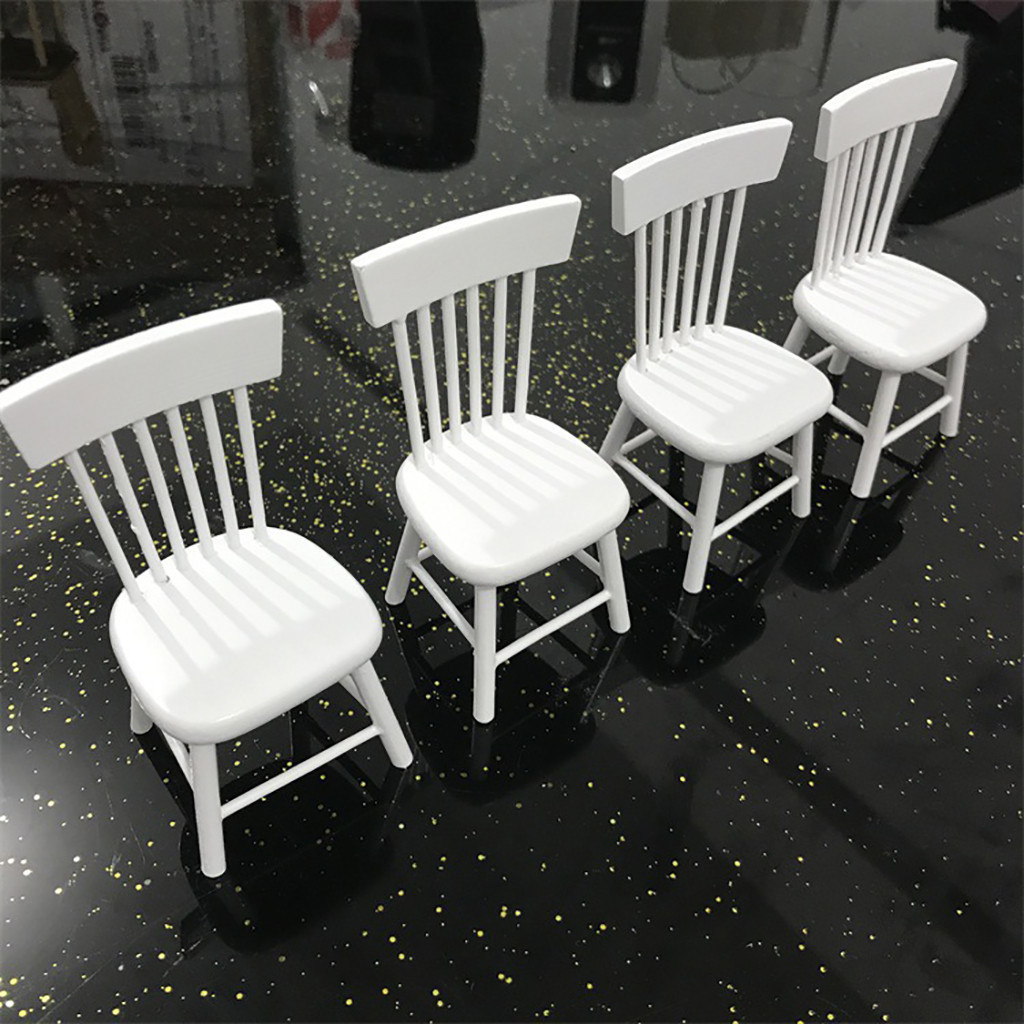 112 Dollhouse Miniature Furniture Wooden Dining Table Chair Model Set Kitchen Doll house decoration Kids Toy Miniature C604 Y20041