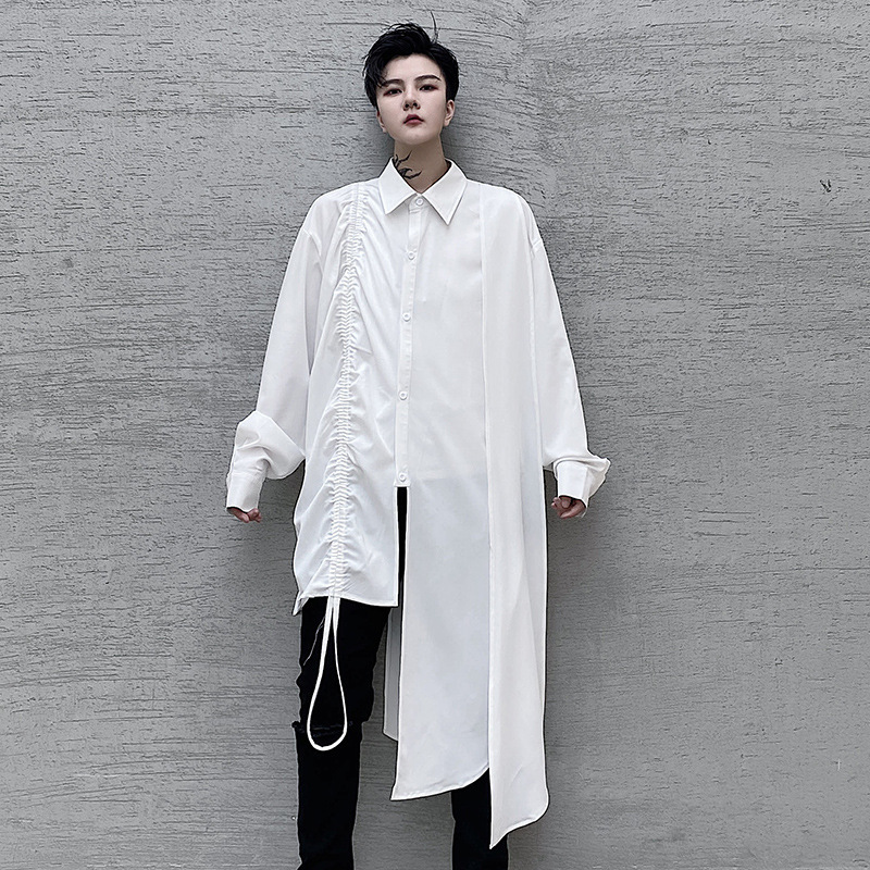 2020 Asymmetry Design Men Cordon Male Long Sleeve Shirt Female Streetwear Dress Stage Clothes F18p, C80 white.
2020 Asymmetry Design Men Cordon Male Long Sleeve Shirt Female Streetwear Dress Stage Clothes F18p, C80 white.