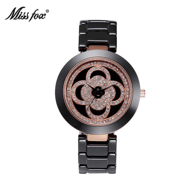 Missfox watch women's Korean fashion ceramic clover waterproof inlaid British watch women, Black gold surface
Missfox watch women's Korean fashion ceramic clover waterproof inlaid British watch women, Black gold surface