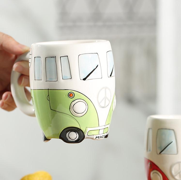 NEW Camper Van Mug cartoon Ceramic cups mugs gifts for kids porcelain cups for coffee Christmas gift lucky cup SN4834