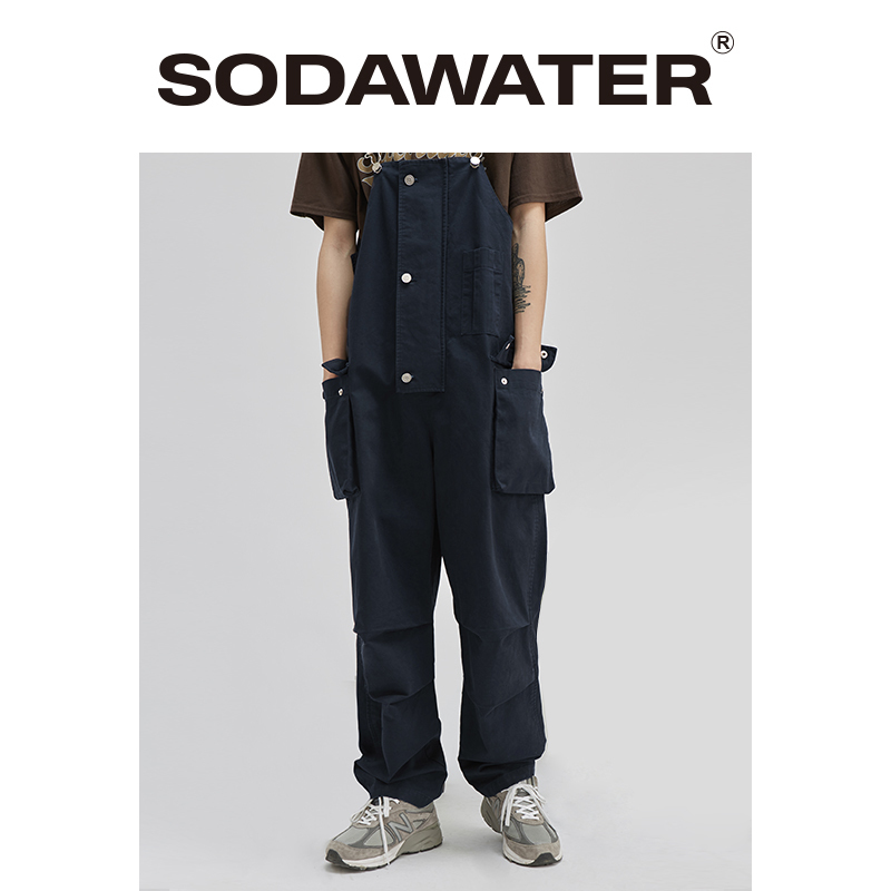 SODAWATER Men Overalls Loose Fit Casual Men Pants With Pocket Mens Work Overalls Pants Hip Hop Streetwear Mens Overalls 3027S20 201128