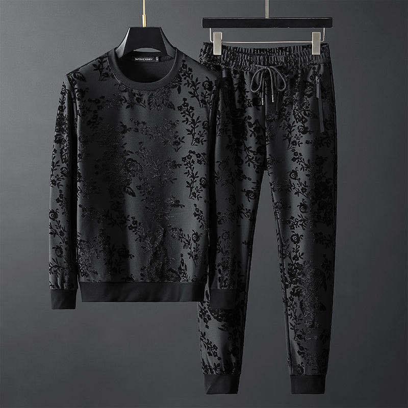 2020 Autumn European goods new personalized simple jacquard round neck long sleeve sweater trousers two-piece men's suit tide, Black
2020 Autumn European goods new personalized simple jacquard round neck long sleeve sweater trousers two-piece men's suit tide, Black
